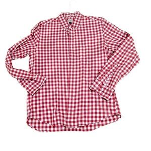Men’s J crew slim stretch Red & White Checkered casual button down Shirt large